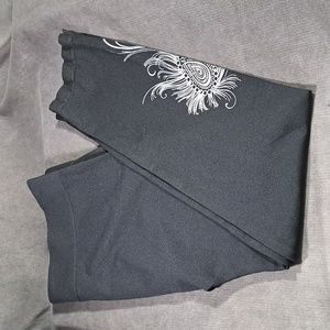 Addition Elle Black Tights Silver Bejeweled Peacock Feather Accent NWOT 2X